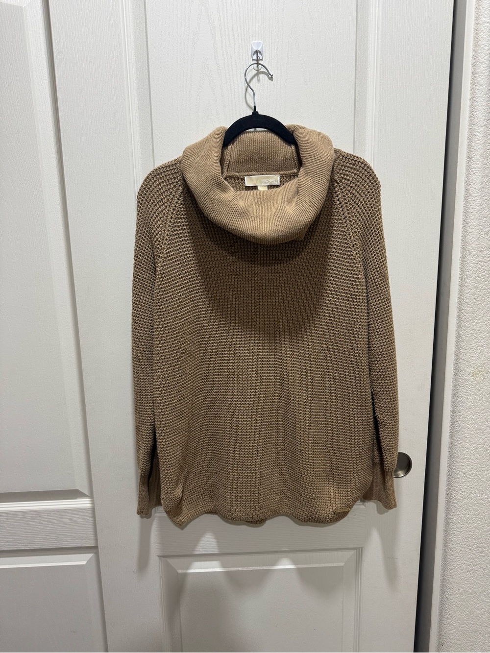MICHAEL Michael Kors L Camel Cowl Neck Textured Knit Sweater